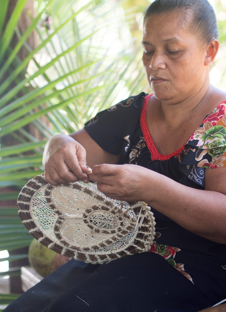 Ines Finishing a Weaving